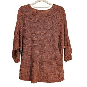 Tahari sweater womens M Brown linen Tunic beach Coastalgrandma vacation boho